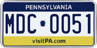PA license plate MDC0051