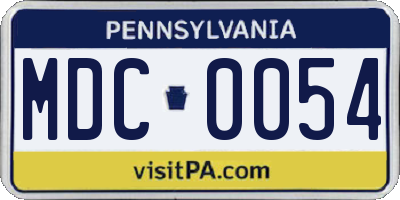PA license plate MDC0054