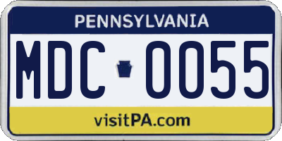 PA license plate MDC0055