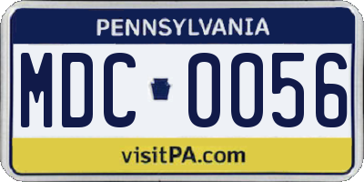 PA license plate MDC0056