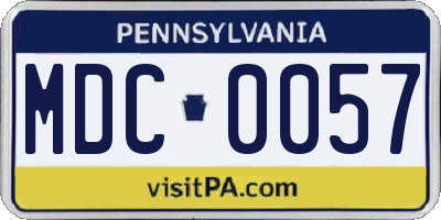 PA license plate MDC0057