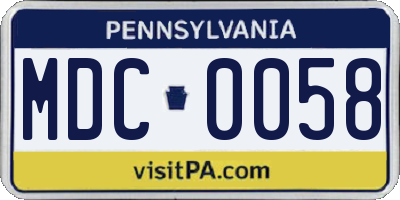PA license plate MDC0058