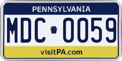 PA license plate MDC0059