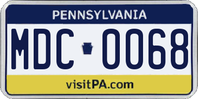 PA license plate MDC0068
