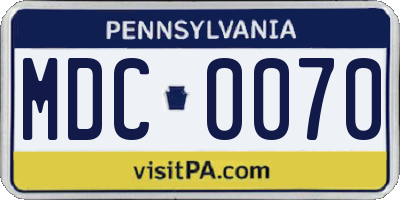 PA license plate MDC0070