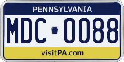 PA license plate MDC0088