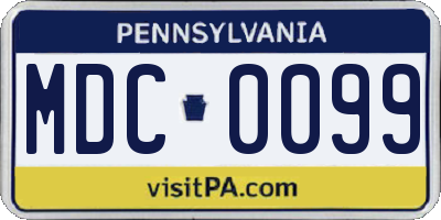 PA license plate MDC0099