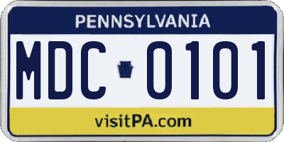 PA license plate MDC0101