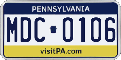 PA license plate MDC0106