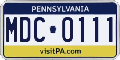 PA license plate MDC0111