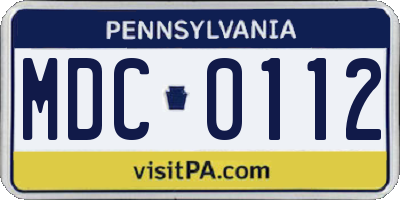 PA license plate MDC0112