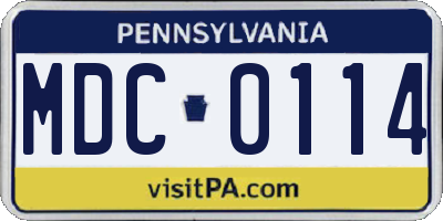PA license plate MDC0114