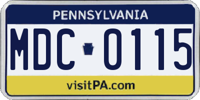 PA license plate MDC0115