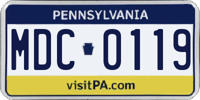 PA license plate MDC0119