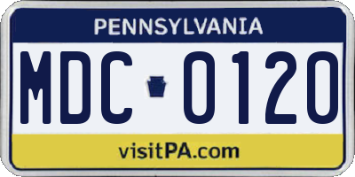 PA license plate MDC0120