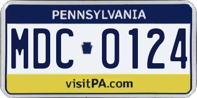 PA license plate MDC0124