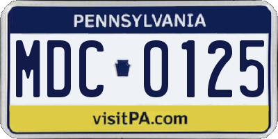 PA license plate MDC0125
