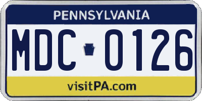 PA license plate MDC0126
