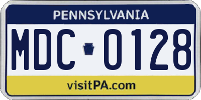 PA license plate MDC0128