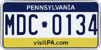 PA license plate MDC0134