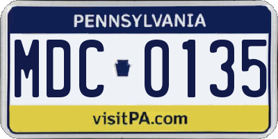PA license plate MDC0135