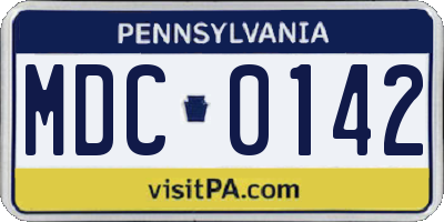 PA license plate MDC0142