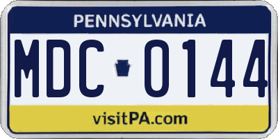 PA license plate MDC0144