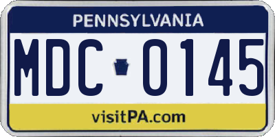 PA license plate MDC0145