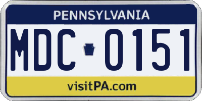 PA license plate MDC0151