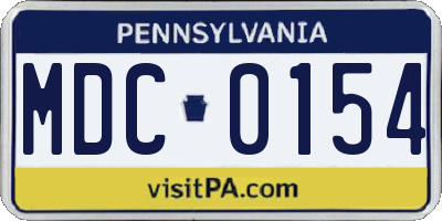 PA license plate MDC0154