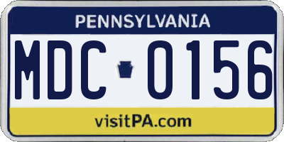 PA license plate MDC0156