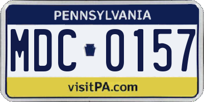 PA license plate MDC0157