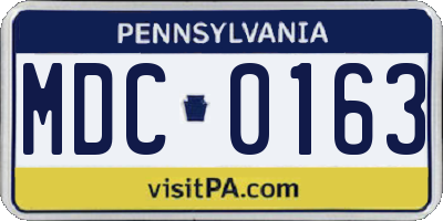 PA license plate MDC0163