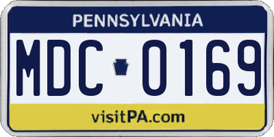 PA license plate MDC0169
