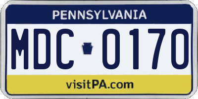 PA license plate MDC0170