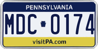 PA license plate MDC0174