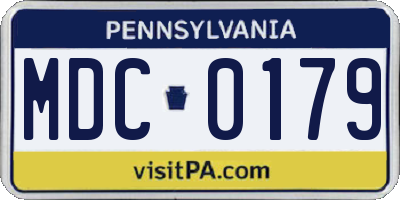 PA license plate MDC0179