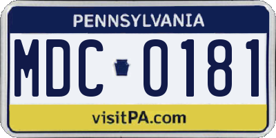 PA license plate MDC0181
