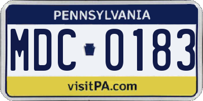 PA license plate MDC0183