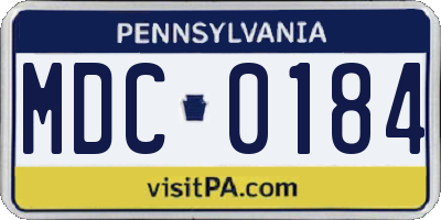 PA license plate MDC0184