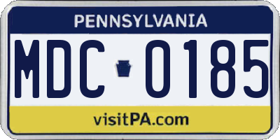 PA license plate MDC0185