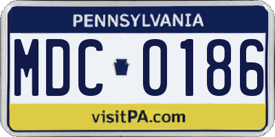 PA license plate MDC0186