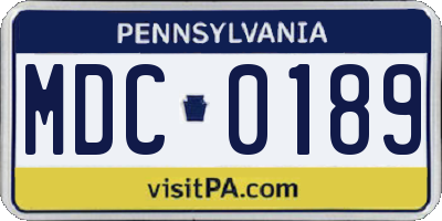 PA license plate MDC0189