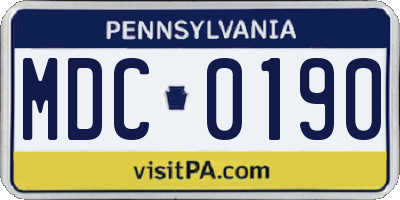 PA license plate MDC0190