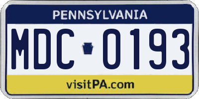 PA license plate MDC0193