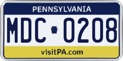 PA license plate MDC0208