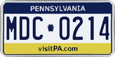 PA license plate MDC0214