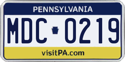 PA license plate MDC0219