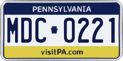 PA license plate MDC0221