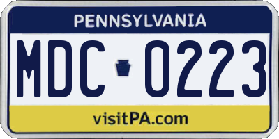 PA license plate MDC0223